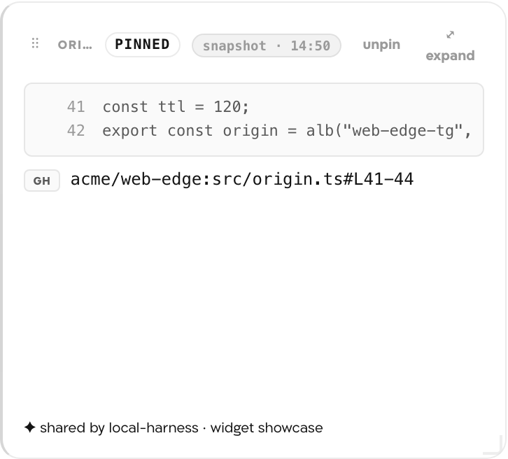 The Code finding widget as it renders on the canvas.